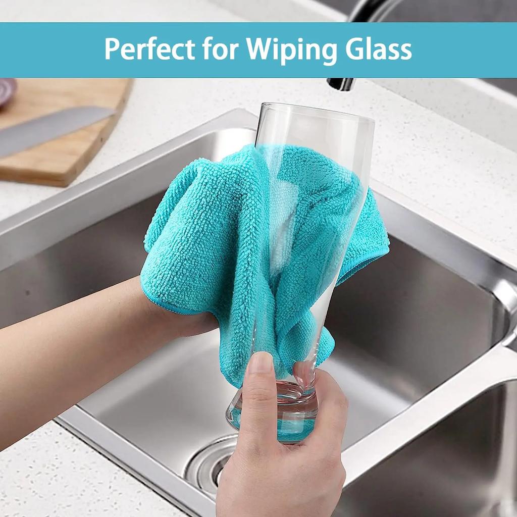 10pcs Microfiber Cleaning Cloth Dishwashing Rag Dishcloth Kitchen Living Room Cleaning Rag Household Cleaning Towels 11.8"X11.8"