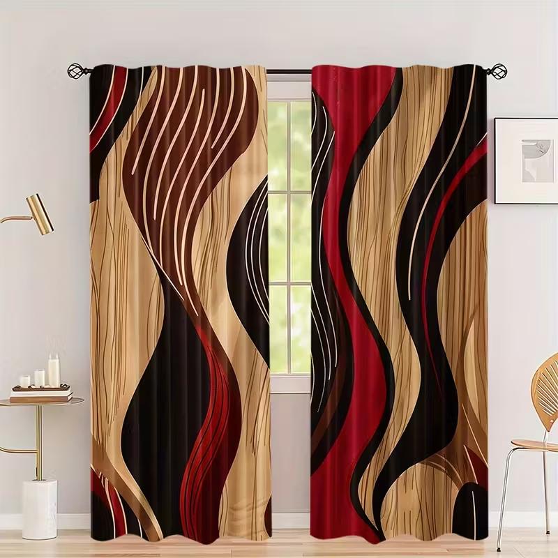 2PCS 2D flat  curtains, polyester material , high-definition digital printing art design,  bedroom,home decor