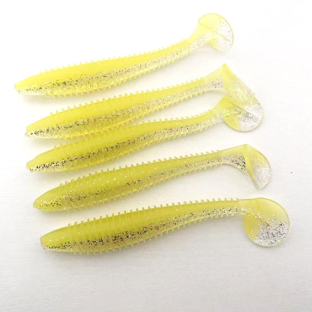 12cm Two-Color Threaded T-Tail Sinking Soft Lure for Sea and Boat Fishing