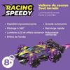 Racing Speedy - Voiture télécommandée de course avec gant de contrôle et manette - Véhicule rotation 360°, lumières LED et fumée