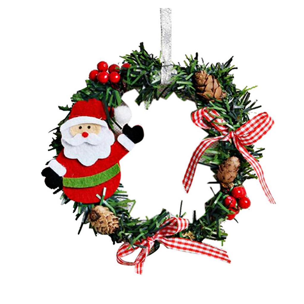 Mini-Weihnachtskranz-Dekoration, Wandtür-Ornament, Girlande, Weihnachtsparty-Dekoration