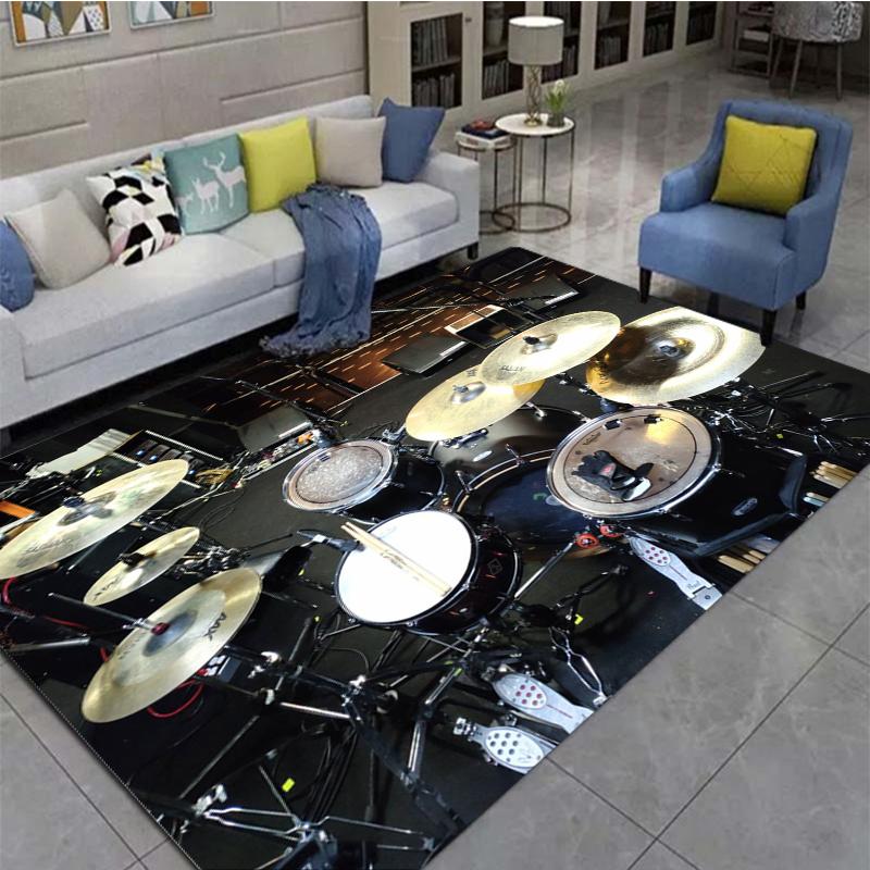 3D Drum Instrument Carpet, Living Room,bedroom, Sofa, Door Mat, Decorative Carpet, Drum Sound Insulation and Anti Slip Floor Mat