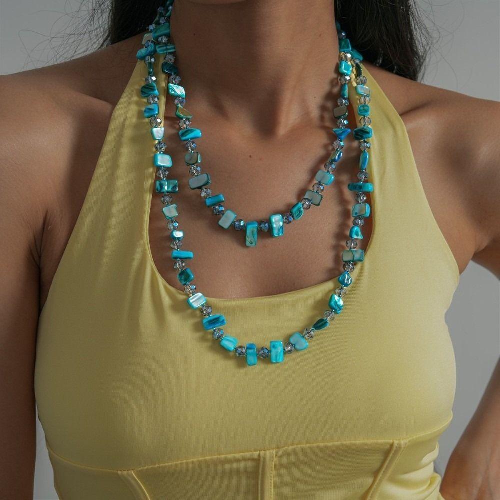 Irregular Shell Glass Shell Beaded Necklace Seaside Vacation Style Bohemia Choker Beach