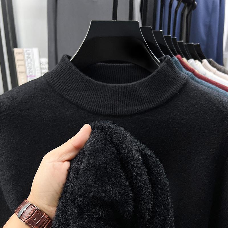 Men's Half High Collar Thicken Knitwear Winter Arrival Warm Anti Pilling Sweater Fashion Menswear