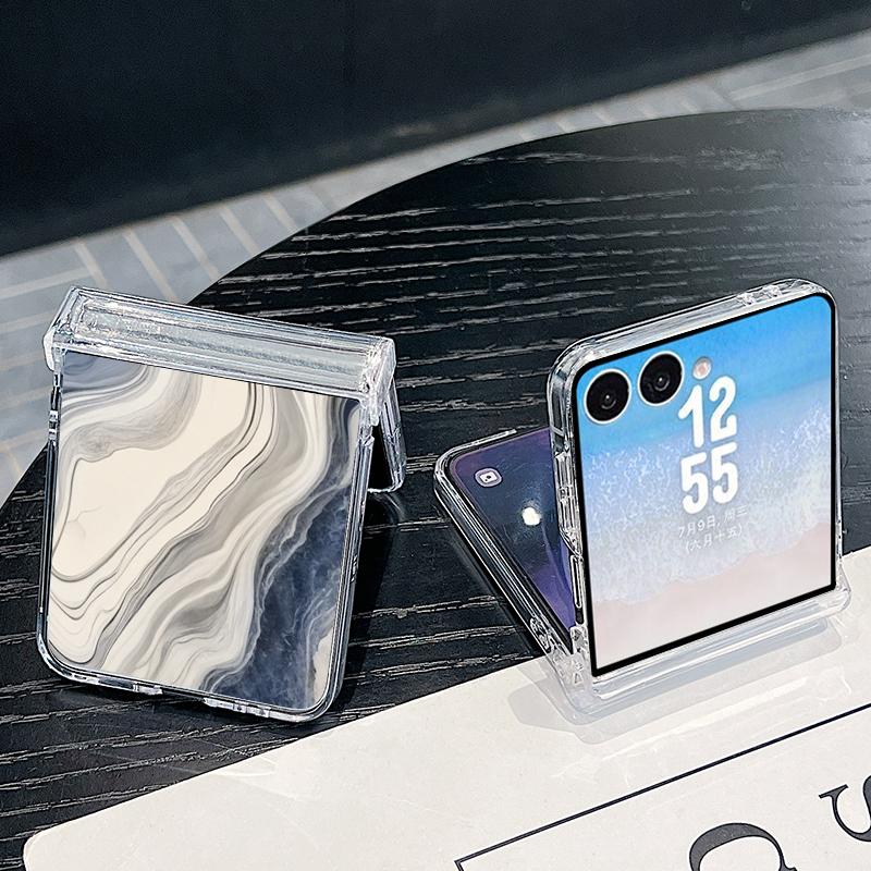 Colorful Marble Case For Samsung Z Flip 8 7 6 5 4 Magnetic For Magsafe Clear PC Hard Folding Phone Cover For Galaxy Z Flip8 Flip7 Flip6