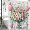 Mother's Day Lily and Rose Bouquet Love Shower Curtain, Bathroom Decorative Shower Curtain, Waterproof Shower Curtain with Hooks