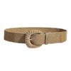 Vintage Cotton Linen Pp Grass Braid Belt With Round Buckle For Casual Dress Accessory