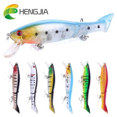 HENGJIA 2 Abschnitte, mehrteilige Minnow-Köder für River Lake, Kunststoff-Köderboot zum Hechtangeln, 3 Stück