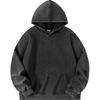 Women's Heavyweight Washed Hooded Sweatshirt, Loose Fit, Solid Color, No Drawstring, American Style, Long Sleeve, Versatile Base Layer
