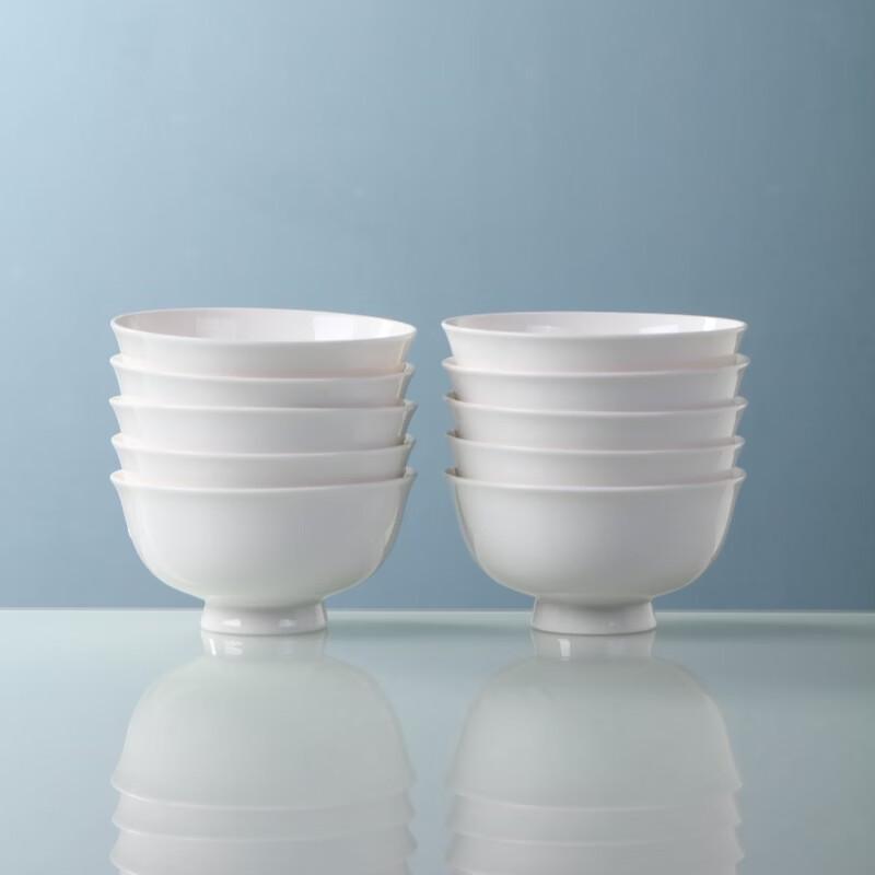 Jingdezhen Pure White Underglaze Ceramic Rice Bowls (Set of 10)