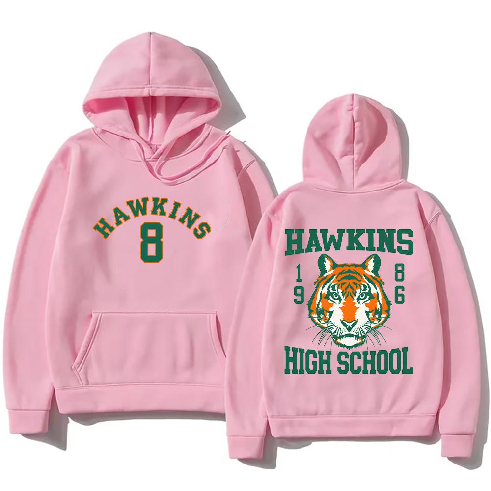 Hawkinss Tigers Hoodie Fashion Trendy Cartoon Print Sweatshirts Men's Women's Loose Pullover Oversized Casual Streetwear Clothes
