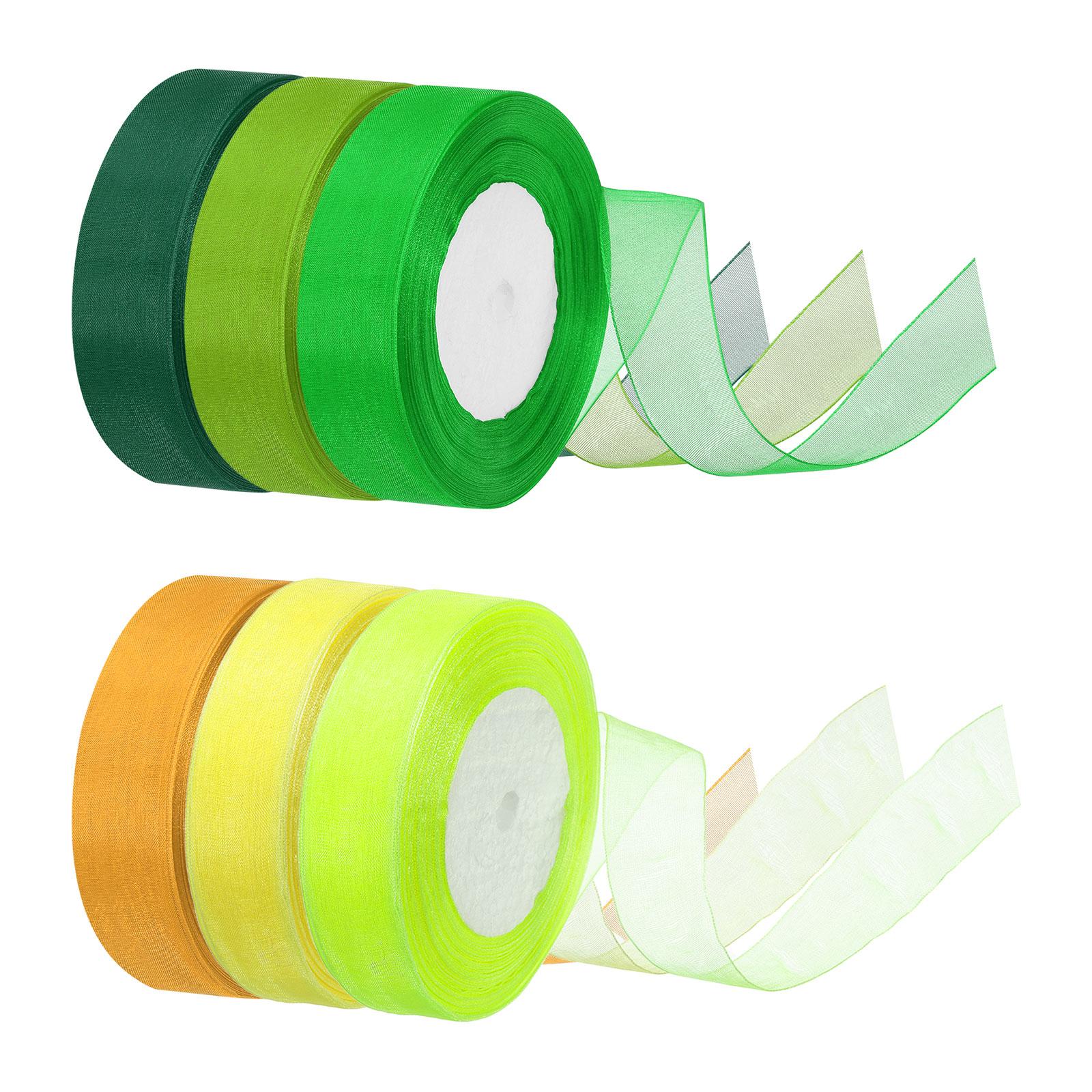 

6 Pcs Organza Ribbon Gift Wrapping Ribbon for Bouquet Cake Invitations Card Decoration Home Party Decoration 1 Inch x 50 Yard as photo