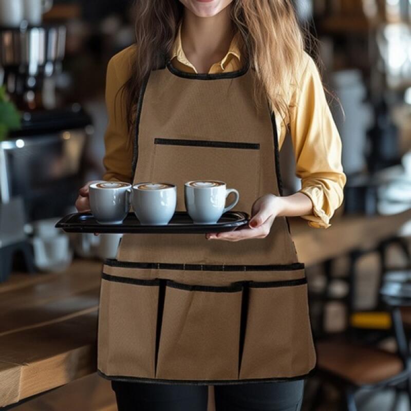 Workshop apron multi-pocket waterproof apron brown