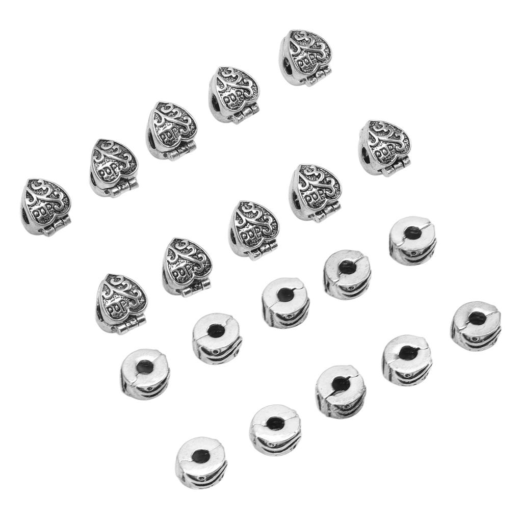 10 Stück Clipverschluss Perlen Antik Silber Armband Rutschfeste Positionierungsclip Schnallenperlen DIY Handgemacht J
