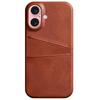 For iPhone 16 Plus Case Dual Card Slots PU Leather+Hard PC Phone Cover