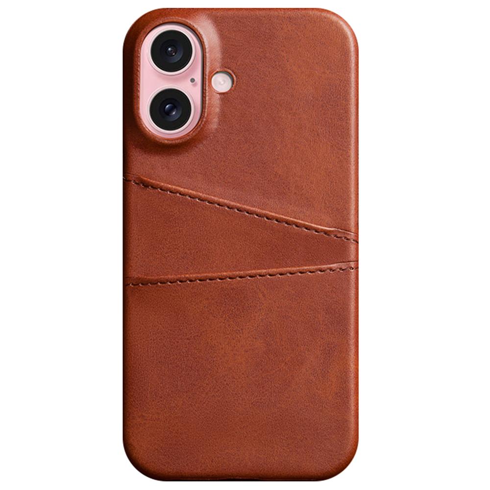For iPhone 16 Plus Case Dual Card Slots PU Leather+Hard PC Phone Cover