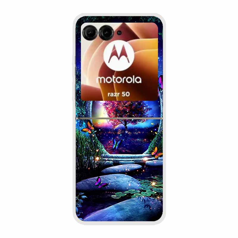 For Motorola Razr 50 Ultra Case Plastic Hard Painted Cartoon Transparent Back Cover Case for Motorola Razr 50 5G Hard PC Case 50
