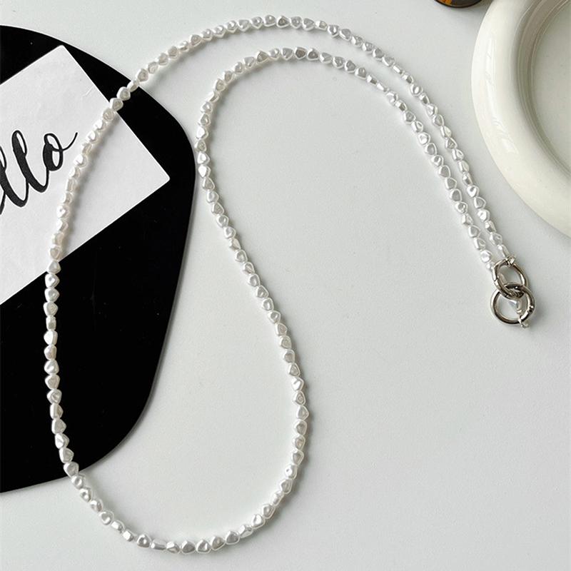 120Cm Mobile Phone Lanyard Women'S Crossbody Wrist Beaded Chain  Flat Pearl Chain Anti-Loss Sling Strapclip Phone Strap