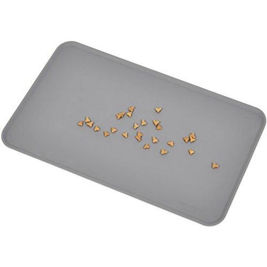 Basics Waterproof Non-Slip Mat Silicone Pet Food Water Bowl Gray 4729cm Plain