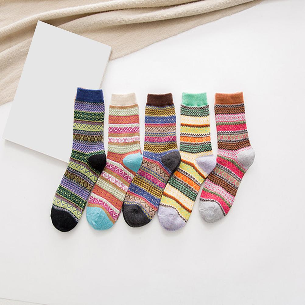5 Pairs Christmas Wool Socks for Women Men Vintage Winter Warm Thick Cozy Socks Knitted Casual Soft Socks Sports Socks