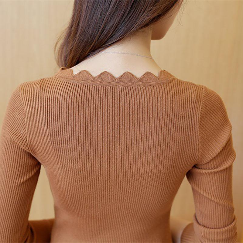 Pullover Damen Pullover Einfarbig Neu Frühling Damen Gestrickter Slim Pullover Langarm Herbst Winter Schmetterlingshals Pullover Weiblich