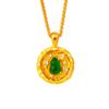 Women Diamond Wealth Basin Green Stone Gourd Gold Pendant 24K Pure Gold AU999 Protective Luck