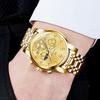 OLEVS Men's Stylish Chronograph Watch, Popular Brand for Business, Large, Easy-to-Read Analog, Waterproof Quartz Movement, Gold