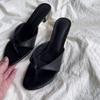 Retro High-heeled Toe Cool Slippers Flip-flops Women's Outer Wear with Skirt Simple Temperament Stiletto Sandals