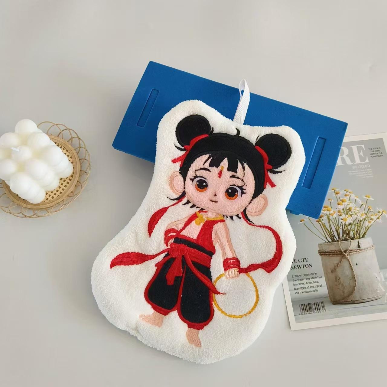 

New cute Nezha cartoon coral fleece children s quick-drying suction bathroom kitchen household hair-free hand towel