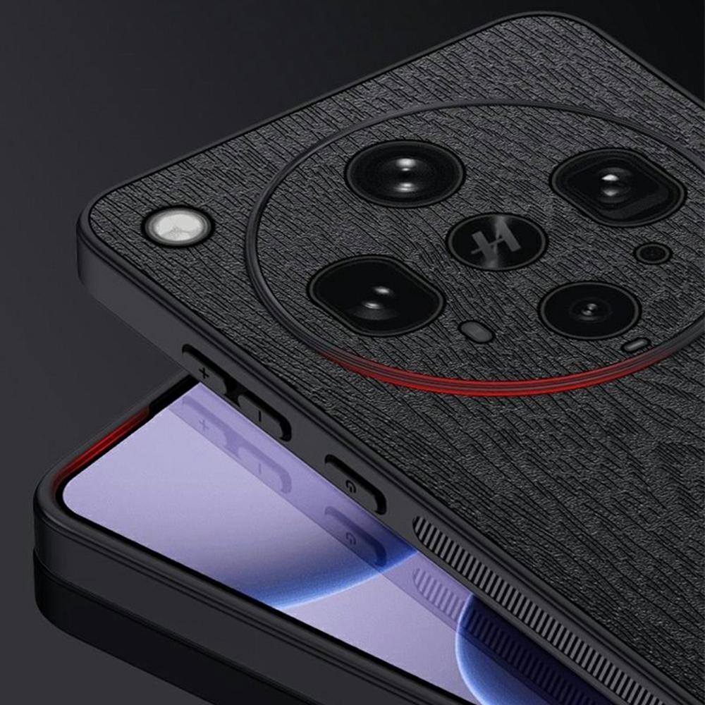 For Oppo Find X8 Ultra 5G Case Wood Texture PU Leather Coated PC TPU Phone Cover