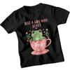 Just A Girl Who Loves Frogs 100% Cotton T-shirt Mens Tees Top Toad Tadpole Childrens Girls Gift
