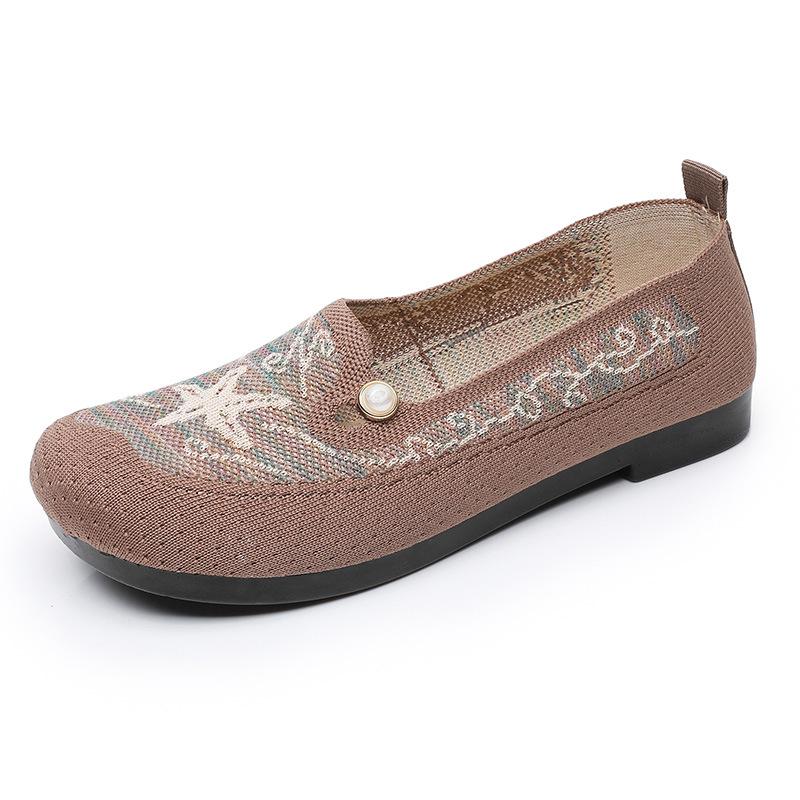 Shoes Women's Cloth Shoes Medium and Comfortable Single Shoes Breathable Mother Shoes One Pedal Soft-soled Women's Shoes