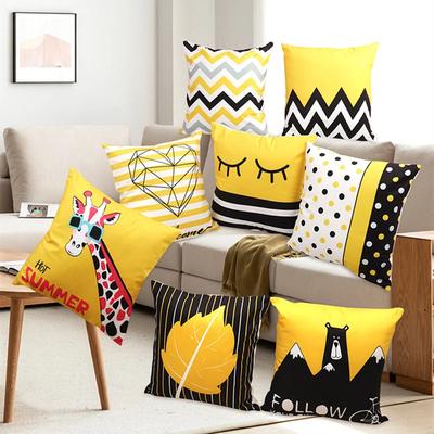 Modern Yellow Pillowcase Decorative Trendy Geometric Print Cushion Cover Sofa Bed Pillow Chair Car  Christmas Home Moda