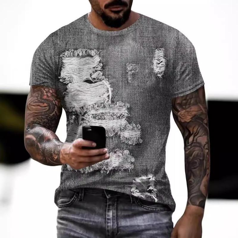 2025 Lato Krótki Rękaw Amerykański High Street Retro Wszechstronny Styl Męski Luźny Modny Marka Krótki Rękaw