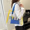 Chic Retro Tote Bag For Women In Black And Blue Stylish Pvc Design For Everyday Use