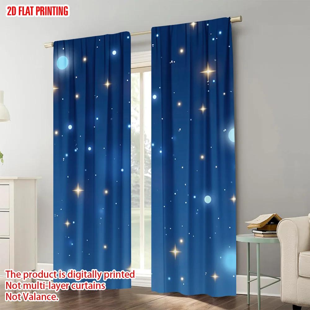 2pcs   plane printing Contemporary Curtains Printed Fashion Blue Star Versatile Durable Polyester (without rod) Festive Ldeal