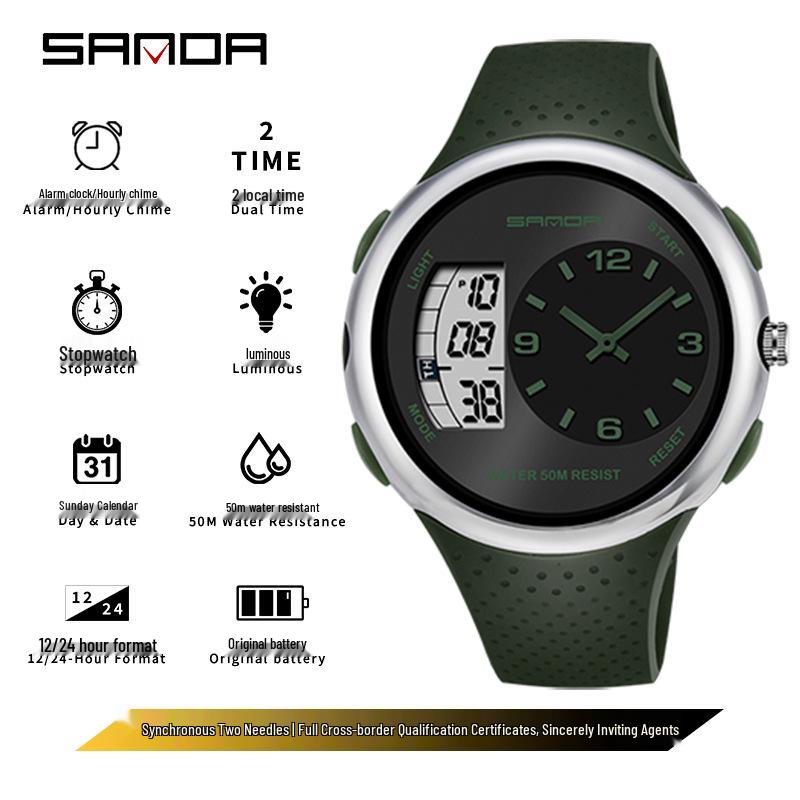 Sanda Men s Waterproof Luminous Outdoor Sports Watch - Fashionable, Multi-functional, Electronic Wristwatch