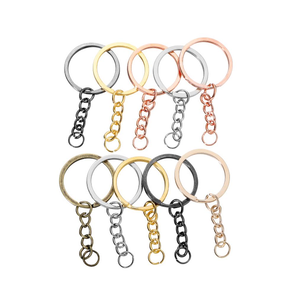 10Pcs Key Ring Key Chain Rhodium Antique Bronze Gold Color 60mm Long Round Split Keychain Keyrings Jewelry Making Bulk Wholesale
