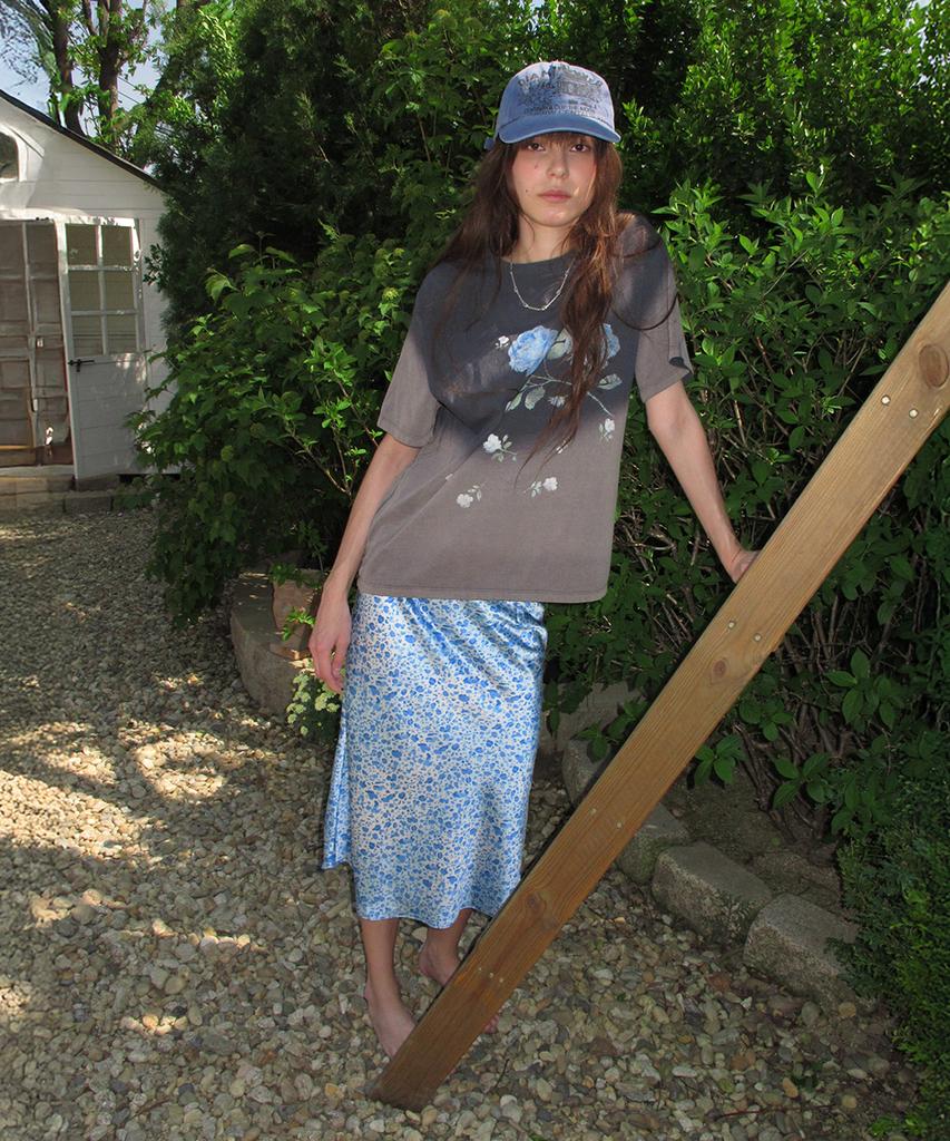 Centor Leopard Midi Skirt_Sky Blue