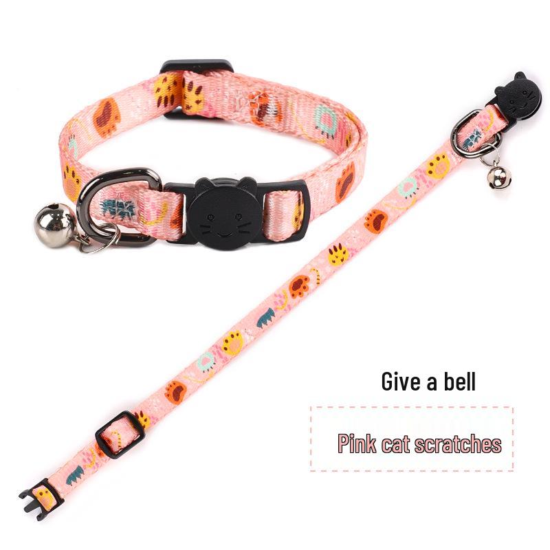 

Милый кошачий ошейник-колокольчик с принтом Pink Cat Scratch