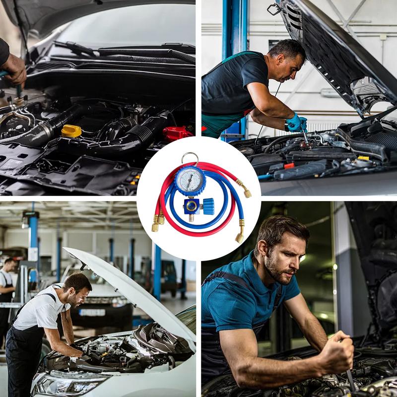 Car AC Recharge Kit Multipurpose Auto AC Recharge Kit AC Manifold Gauge Set Precise Manifold Gauge Hose Kit Automotive AC Gauge