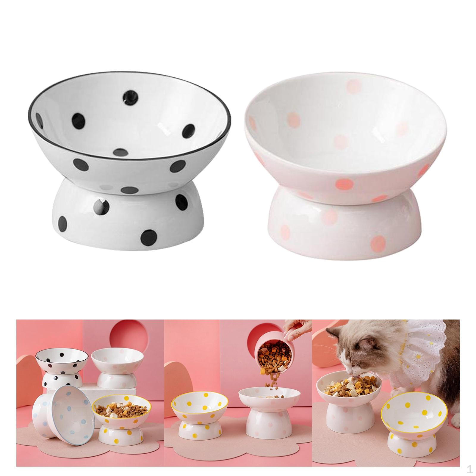 

Керамическая наклонная приподнятая миска для кошачьего корма, наклонная фарфоровая миска для домашних животных для кошек, маленьких собак+Керамическая