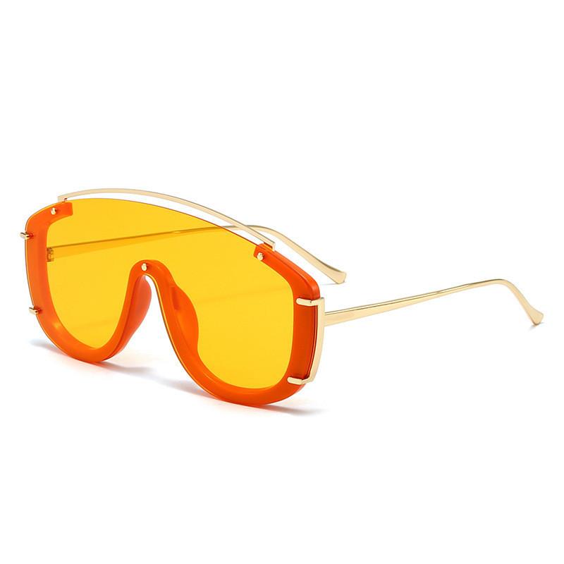 

Oversized Piece One Sunglasses Colorful Metal Frame Stylish Outdoor Modern StyleG