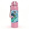 1PC Big Ocean Surfing Wave Art Print 750ml Color Plastic Sports Water Bottle Leakproof Flip Straw Lid Suitable for Sports Office Home Use