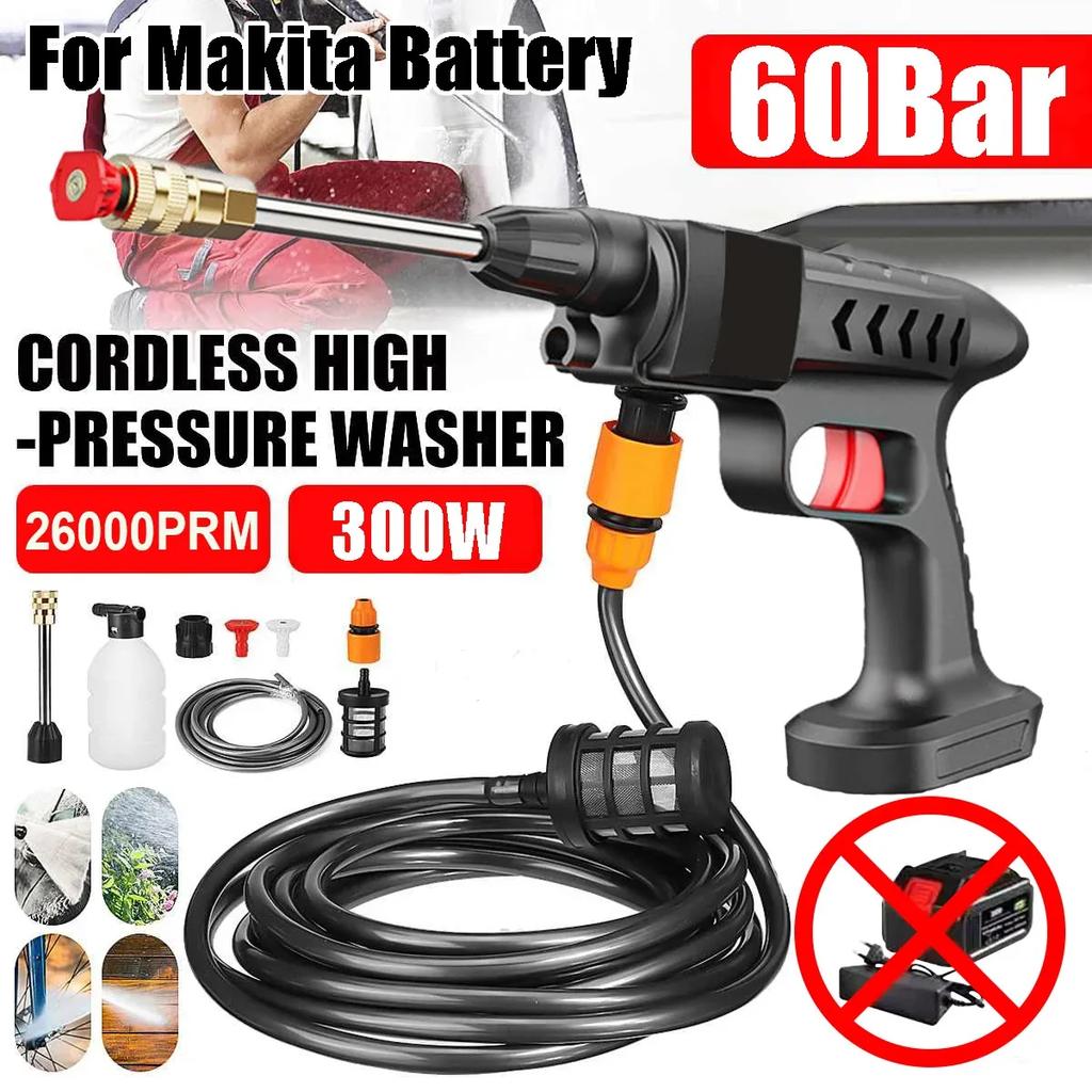 Portable Cordless Pressure Washer 60 Bar Foam Generator Cleaner For 18V Makita Battery Car Wash Garden Watering