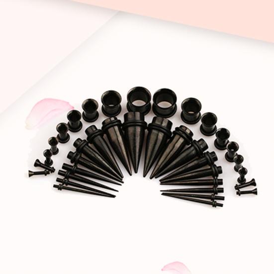 Kit 36 buc. conuri pentru dilatarea urechii, dilatatoare din oțel inoxidabil, bijuterii pentru piercing corporal