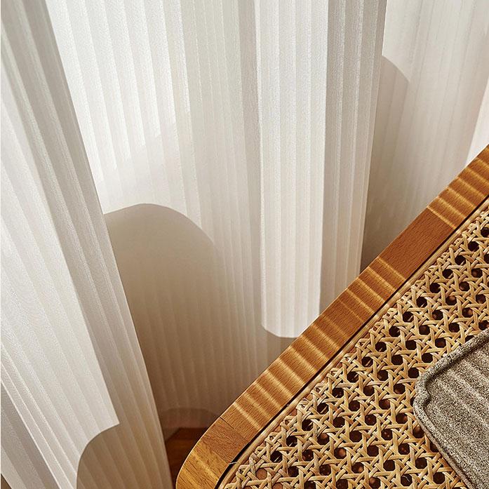 Semi Sheer White Curtains 40%-70% Light Filtering Vertical Striped Voile Drapes for Balcony Bedroom Living Room Window Privacy