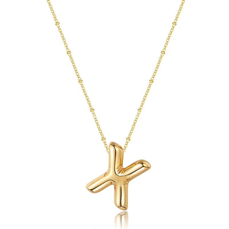 Glossy Titanium Steel Alphabet Necklace for Women - Non-fading, High-grade Letter Pendant On Clavicle Chain