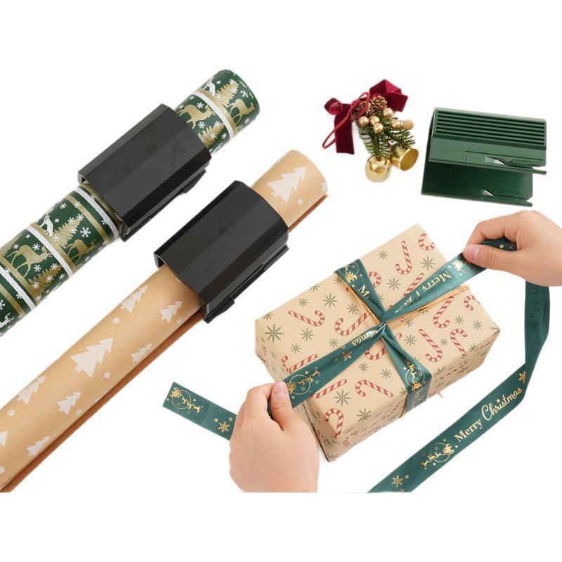 Wrapping Paper Cutter Portable Gift Wrap Roll Cutter Creative Sliding Paper Cutting Tool for Christmas Holiday Gift Wrapping DIY Crafts
