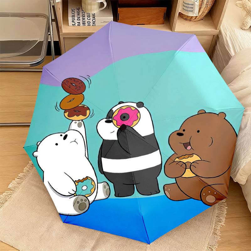 Cartoon Bears Donuts Umbrella Suitable All Seasons Home Travel Outdoor Activities Multi Functional Umbrella Folding Umbrella Suitable For All Seasons